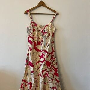 Tropical Floral Maxi Dress in Red and Cream